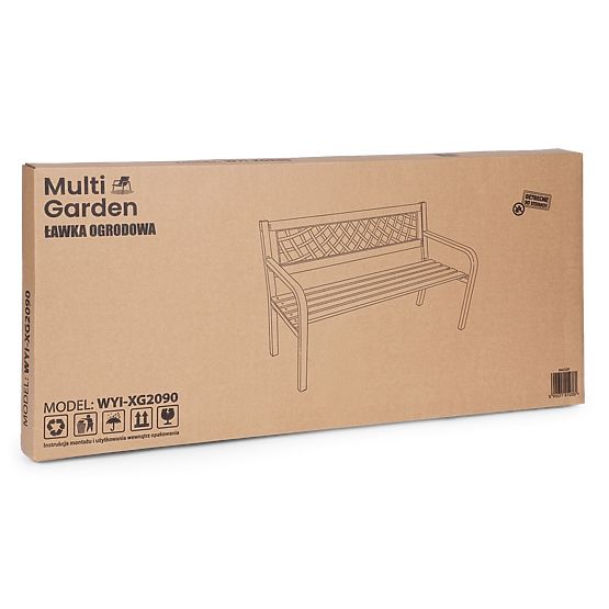 Panchina da giardino in legno con schienale a griglia 118x52 cm parco MultiGarden