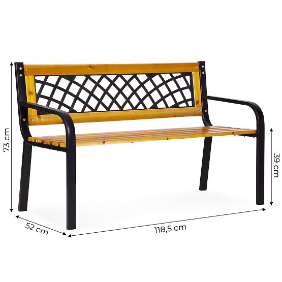 Panchina da giardino in legno con schienale a griglia 118x52 cm parco MultiGarden
