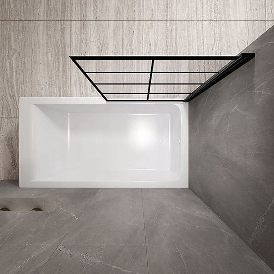 Pannello Vasca Rea Lagos-1 Fix Fisso 80 Nero Black