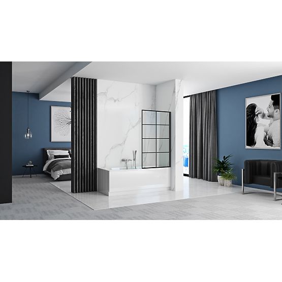 Pannello Vasca Rea Lagos-1 Fix Fisso 80 Nero Black