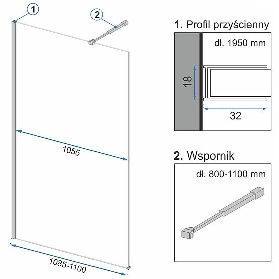 Parete doccia Rea Aero Ombre Nera 110