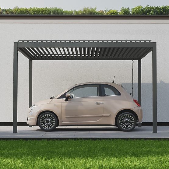Pergola da giardino autoportante Antilla in alluminio, 4x3 m, bioclimatica, lamelle mobili, antracit