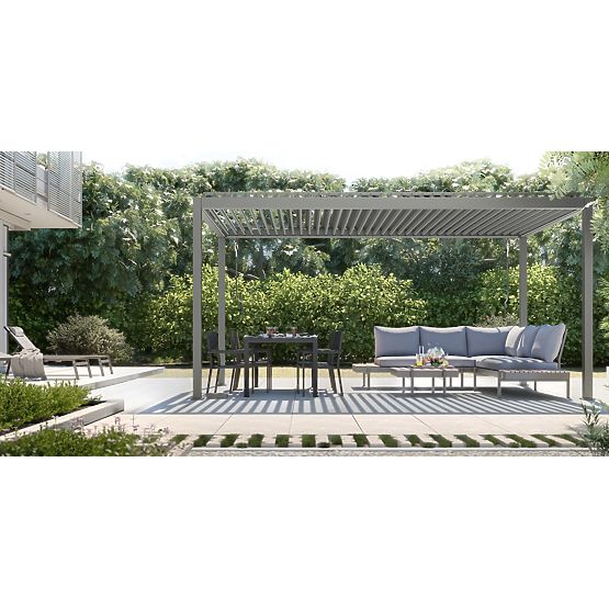 Pergola da giardino autoportante Antilla in alluminio, 5x3 m, bioclimatica, lamelle mobili, antracit