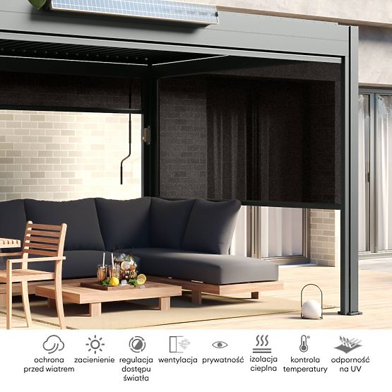 Pergola da giardino autoportante Antilla in alluminio, 5x3 m, bioclimatica, lamelle mobili, antracit
