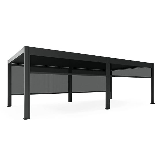 Pergola da giardino autoportante Lumera in alluminio, 4x8 m, bioclimatica, illuminazione LED, elettr