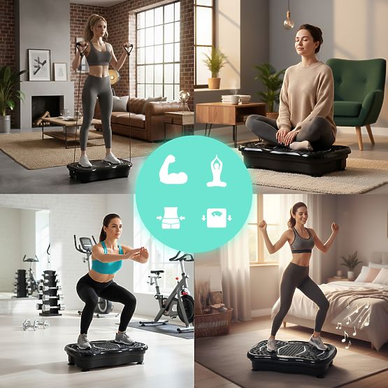 Piattaforma vibrante anticellulite dispositivo massaggiante con espansori + telecomando ModernHome