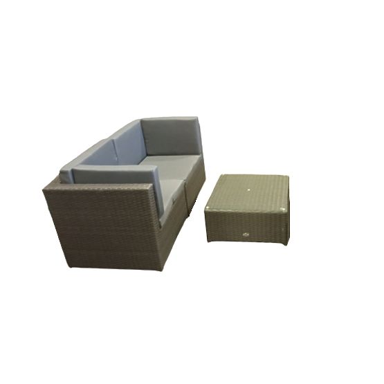 Piccolo set da terrazza in tecnorattan (divano+tavolino) TINTO grigio