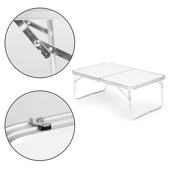 Piccolo tavolo da picnic pieghevole da campeggio 60x40 cm bianco MultiGarden