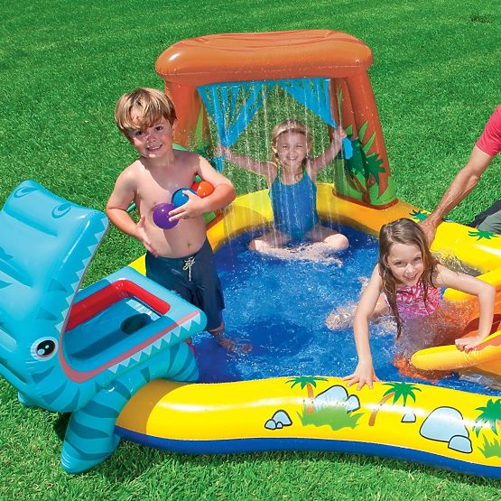 Piscina d'acqua parco giochi per bambini con scivolo e fontana Intex 57444