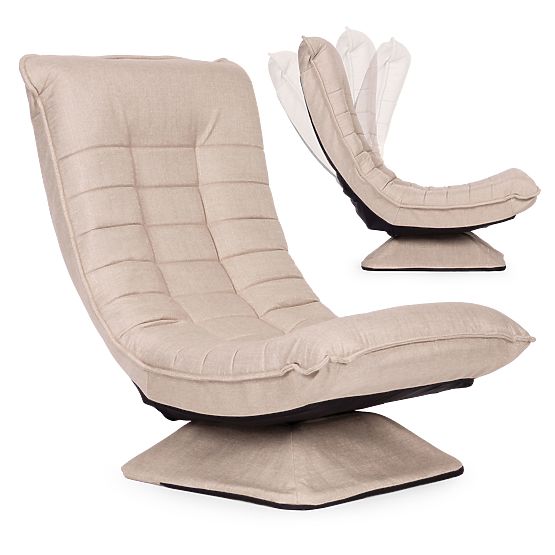 Poltrona girevole relax con lettino regolabile per soggiorno beige ModernHome