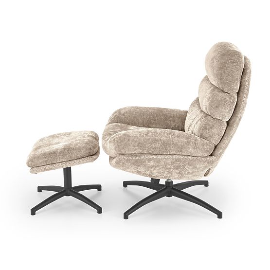 Poltrona relax DARIO con poggiapiedi e funzione a dondolo, beige (1p=1pz)