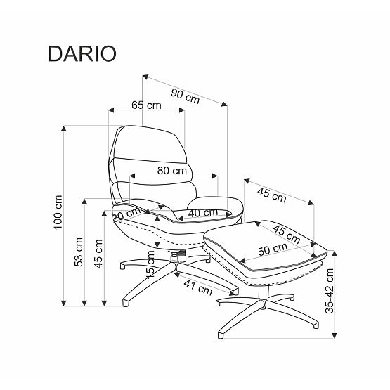 Poltrona relax DARIO con poggiapiedi e funzione a dondolo, beige (1p=1pz)