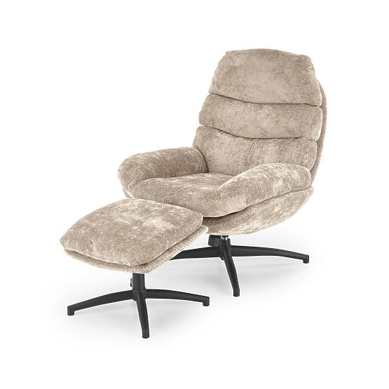 Poltrona relax DARIO con poggiapiedi e funzione a dondolo, beige (1p=1pz)