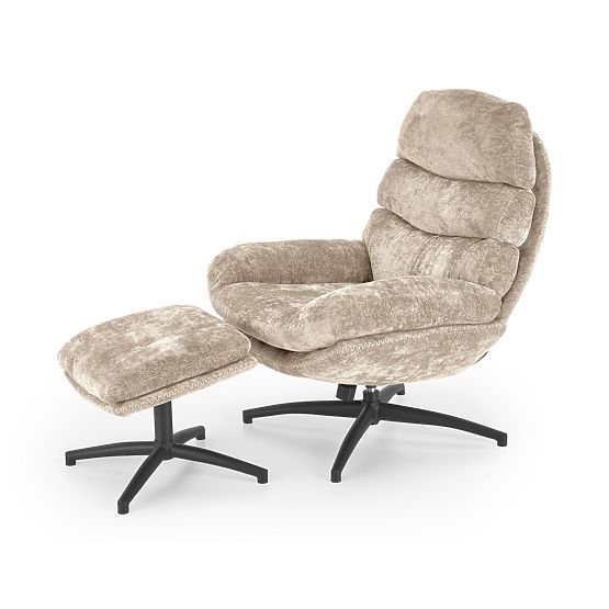 Poltrona relax DARIO con poggiapiedi e funzione a dondolo, beige (1p=1pz)