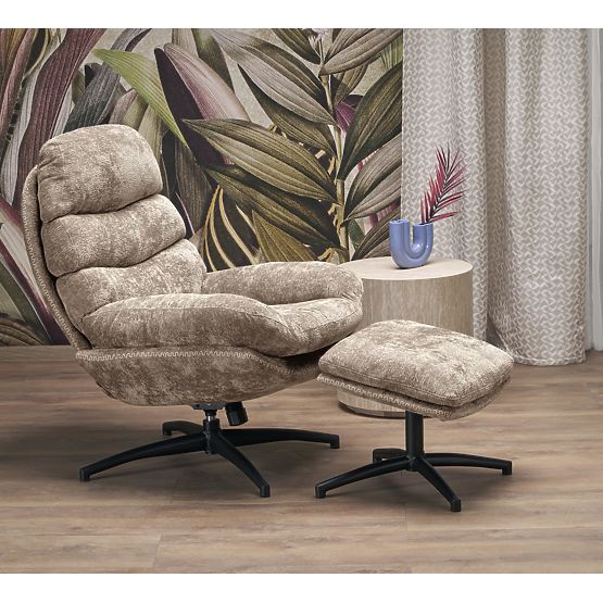 Poltrona relax DARIO con poggiapiedi e funzione a dondolo, beige (1p=1pz)