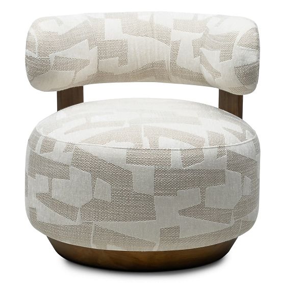 Poltrona Relax Dolce, forme arrotondate, beige/crema, noce