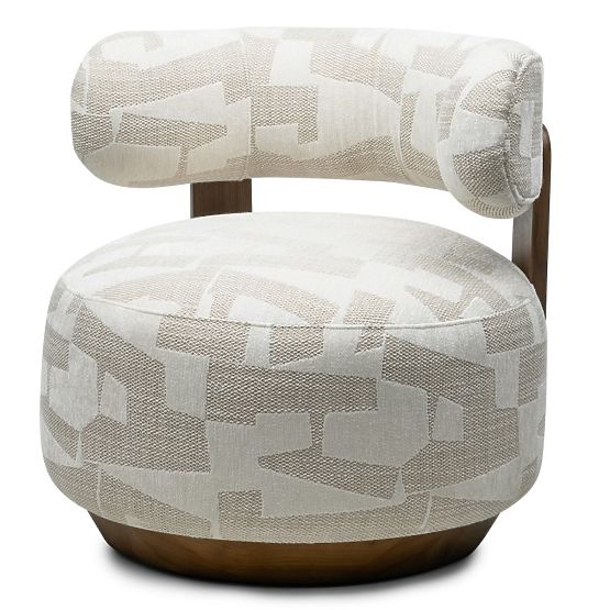 Poltrona Relax Dolce, forme arrotondate, beige/crema, noce