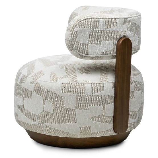 Poltrona Relax Dolce, forme arrotondate, beige/crema, noce