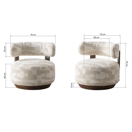 Poltrona Relax Dolce, forme arrotondate, beige/crema, noce