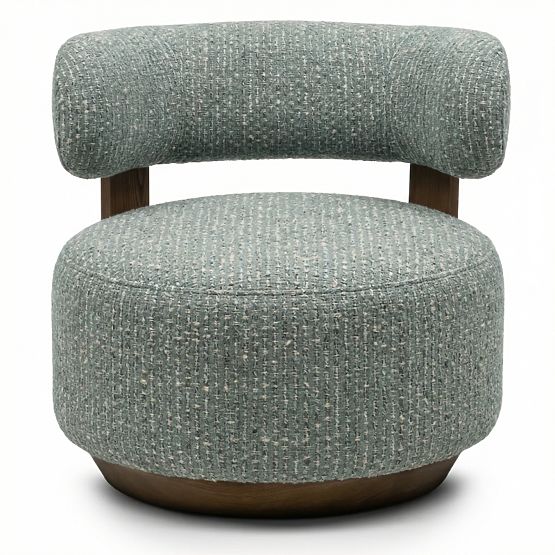 Poltrona Relax Dolce, forme arrotondate, blu-beige/noce