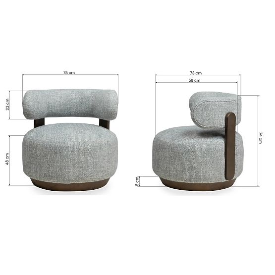 Poltrona Relax Dolce, forme arrotondate, blu-beige/noce