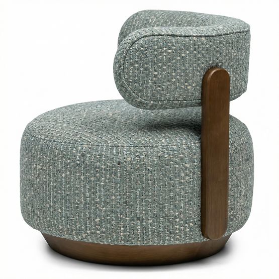 Poltrona Relax Dolce, forme arrotondate, blu-beige/noce
