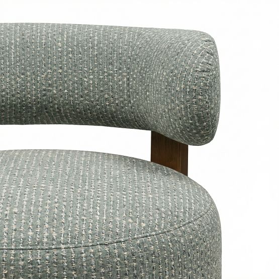 Poltrona Relax Dolce, forme arrotondate, blu-beige/noce