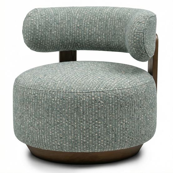 Poltrona Relax Dolce, forme arrotondate, blu-beige/noce