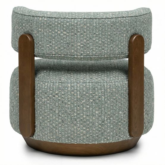 Poltrona Relax Dolce, forme arrotondate, blu-beige/noce