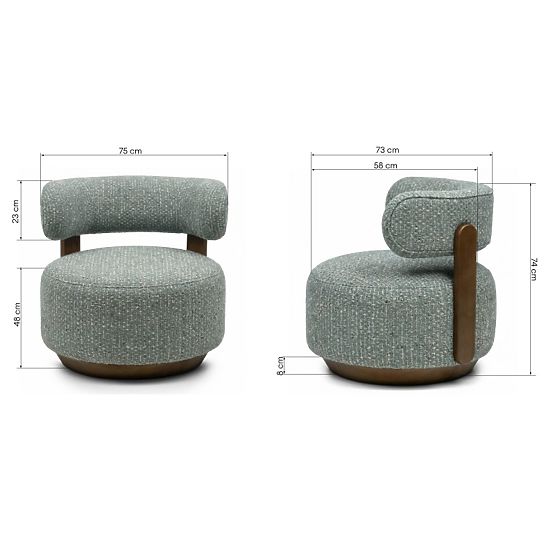 Poltrona Relax Dolce, forme arrotondate, blu-beige/noce