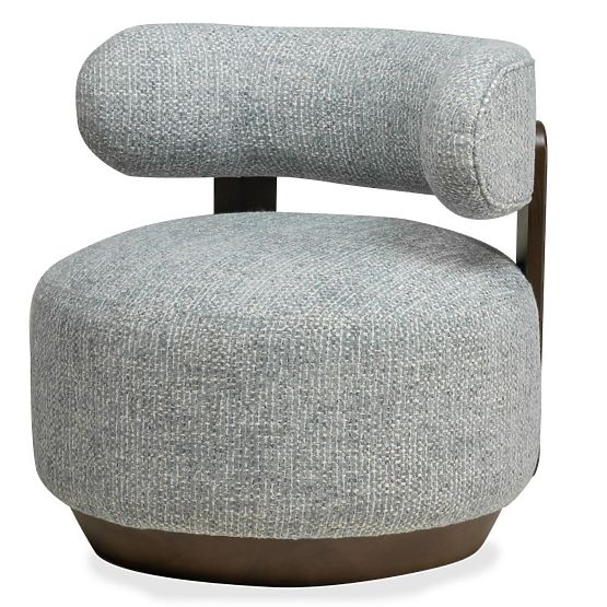 Poltrona Relax Dolce, forme arrotondate, blu-beige/noce