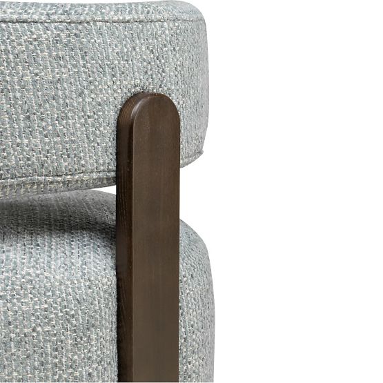 Poltrona Relax Dolce, forme arrotondate, blu-beige/noce