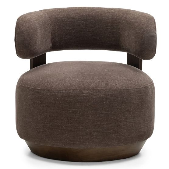 Poltrona Relax Dolce, forme arrotondate, espresso marrone, noce