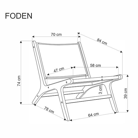 Poltrona relax FODEN, nero / naturale (1p=1pz)