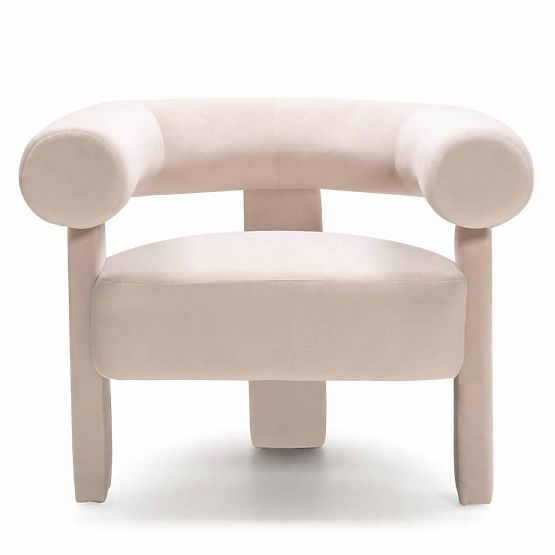 Poltrona Relax Hella beige chiaro, velluto, arrotondata