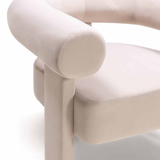 Poltrona Relax Hella beige chiaro, velluto, arrotondata