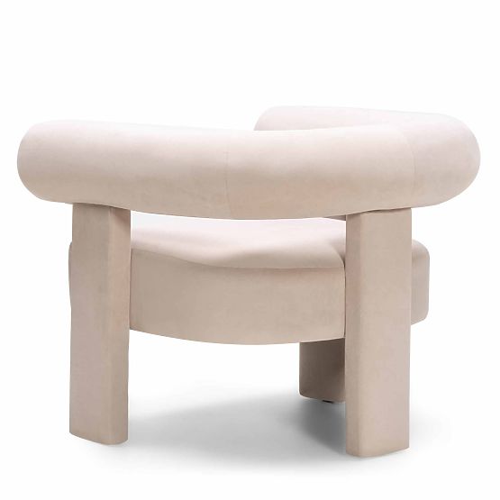 Poltrona Relax Hella beige chiaro, velluto, arrotondata