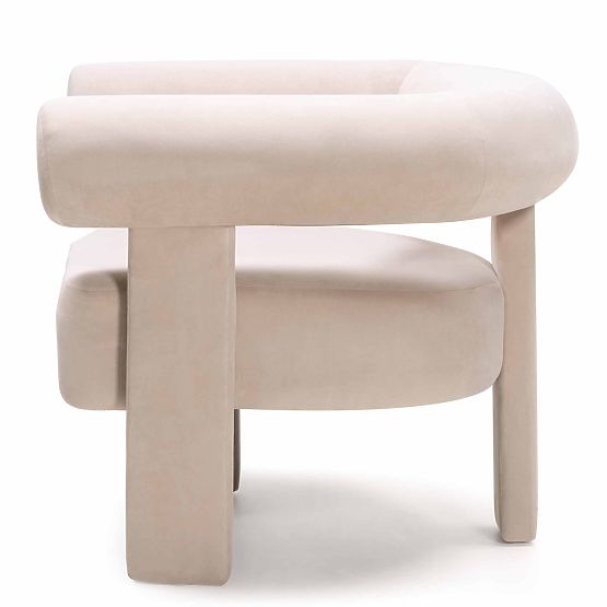 Poltrona Relax Hella beige chiaro, velluto, arrotondata