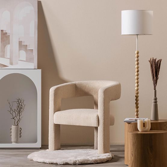 Poltrona Relax Lory, bouclé, beige