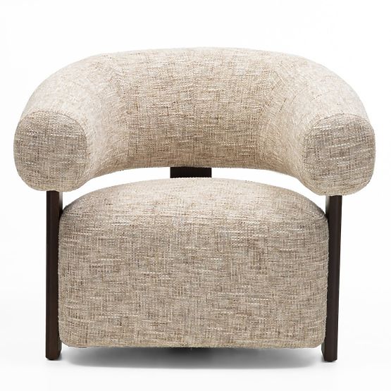 Poltrona Relax Maribel beige-grigio/noce, forma arrotondata