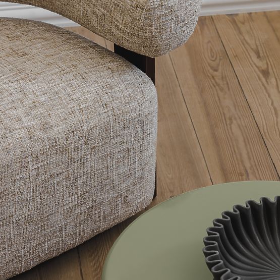 Poltrona Relax Maribel beige-grigio/noce, forma arrotondata