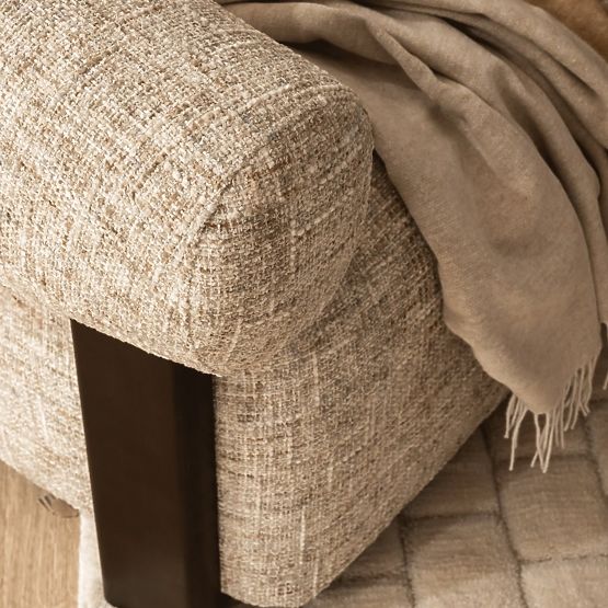Poltrona Relax Maribel beige-grigio/noce, forma arrotondata