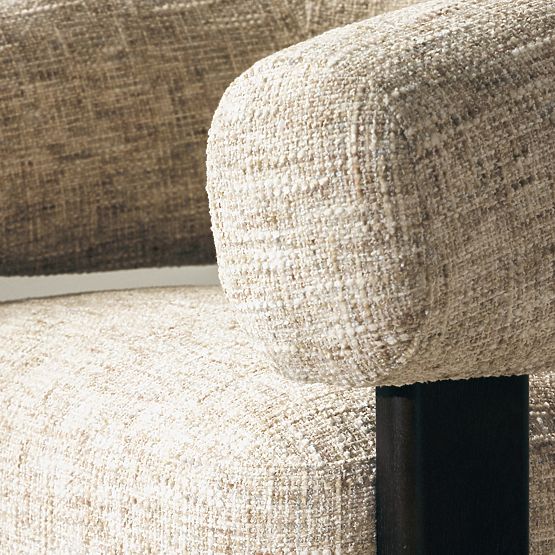 Poltrona Relax Maribel beige-grigio/noce, forma arrotondata