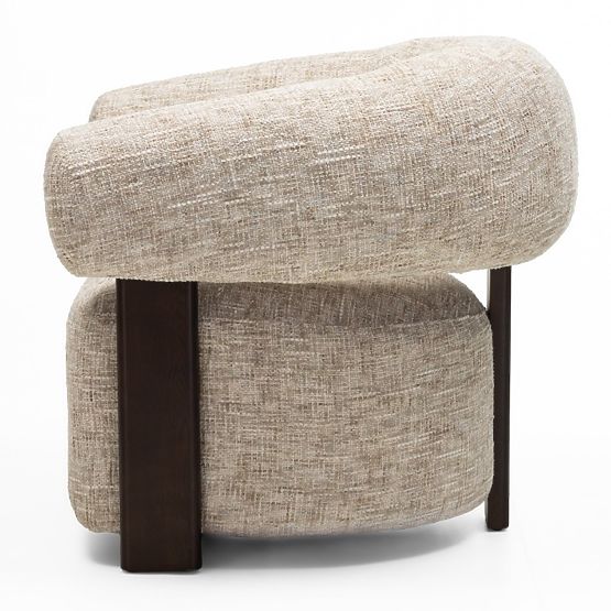 Poltrona Relax Maribel beige-grigio/noce, forma arrotondata
