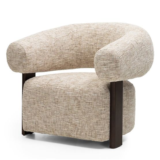 Poltrona Relax Maribel beige-grigio/noce, forma arrotondata