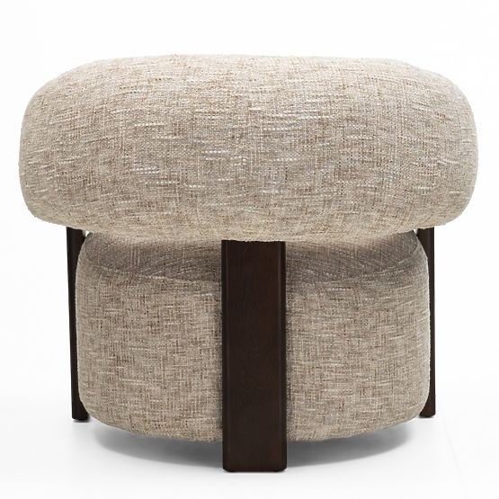Poltrona Relax Maribel beige-grigio/noce, forma arrotondata