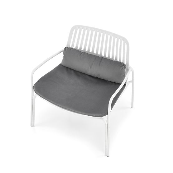 Poltrona relax MELBY, struttura - bianca, rivestimento - grigio (2p=6ks)