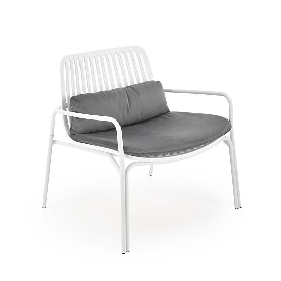 Poltrona relax MELBY, struttura - bianca, rivestimento - grigio (2p=6ks)
