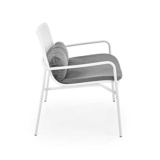 Poltrona relax MELBY, struttura - bianca, rivestimento - grigio (2p=6ks)