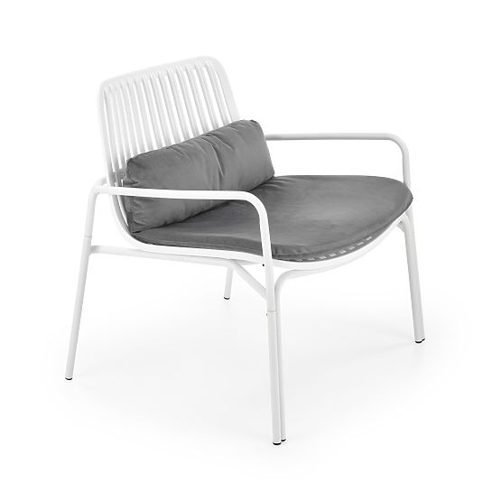 Poltrona relax MELBY, struttura - bianca, rivestimento - grigio (2p=6ks)